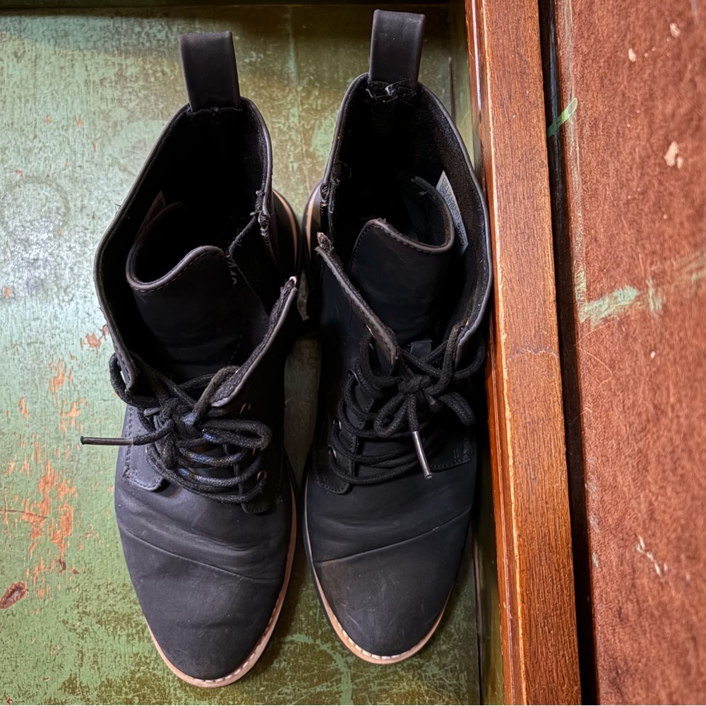 TOMS Black Leather Ankle Boots - Picture 8 of 15